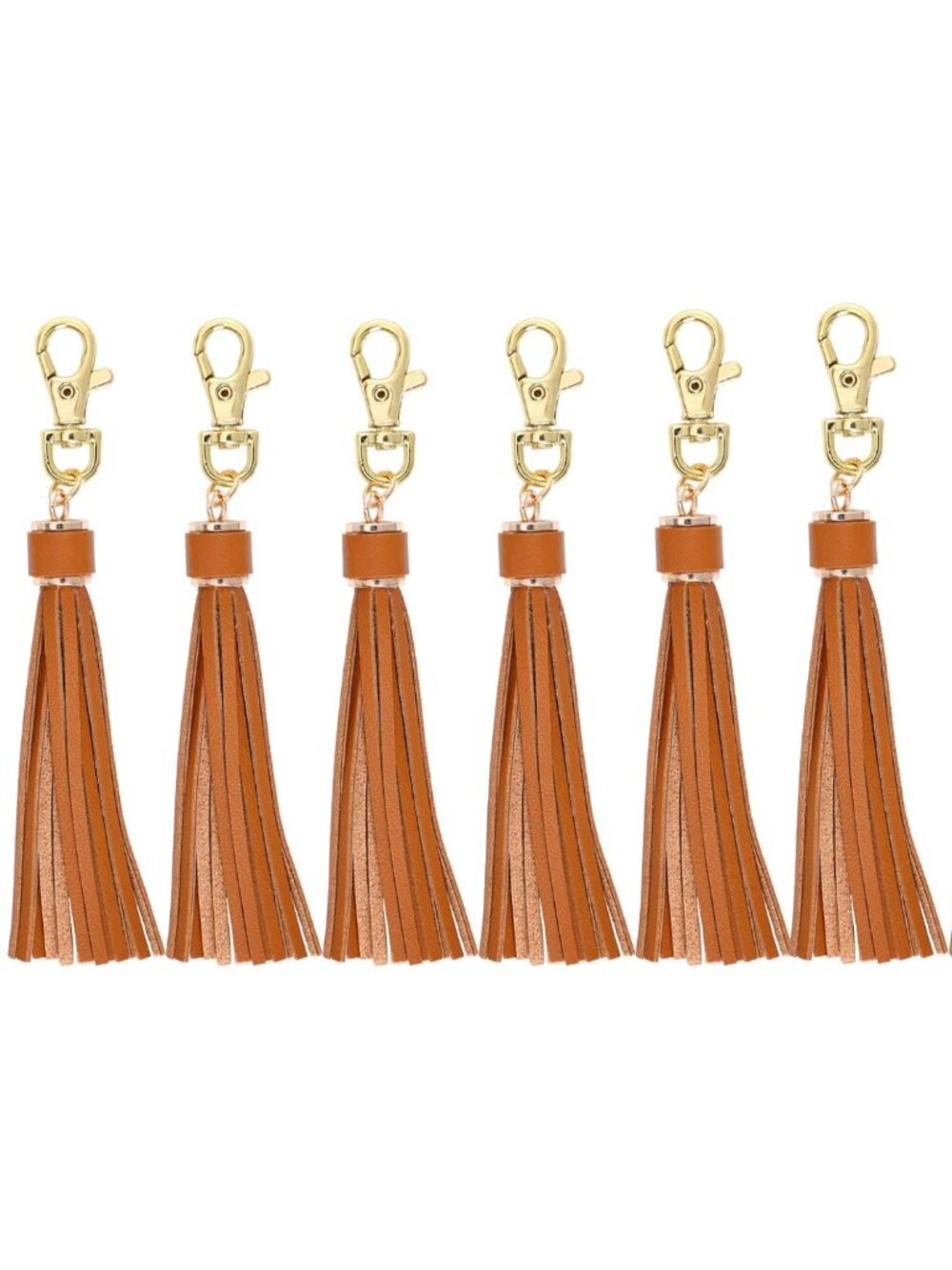 5.9" PU Leather Tassels 8pcs with Clasp for Handbag Keychain
